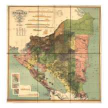 Antique Karta i Nicaragua 1898