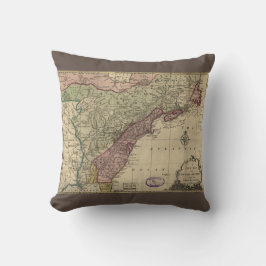 Antique Karta i Nordamerika, återställd, 1763 Kudde