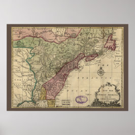 Antique Karta i Nordamerika, återställd, 1763 Poster