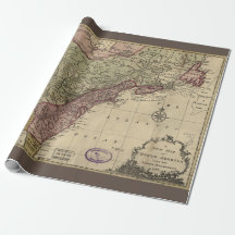 Antique Karta i Nordamerika, återställd, 1763