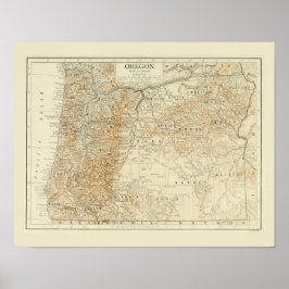 Antique karta i Oregon Poster