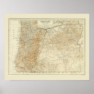 Antique karta i Oregon Poster