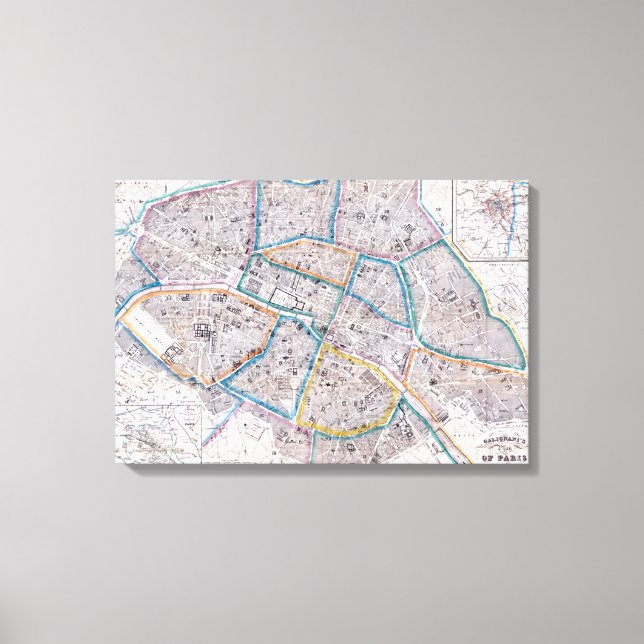 Antique Karta i Paris Canvastryck (Framsida)