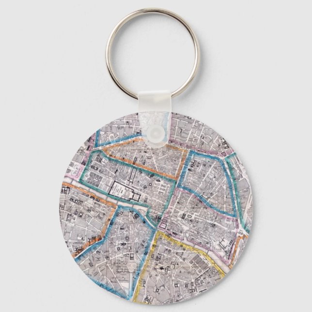 Antique Karta i Paris Nyckelring (Framsida)