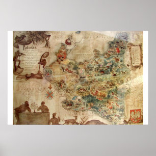 ANTIQUE KARTA I POLEN POSTER