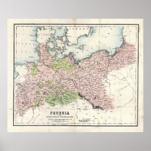 Antique Karta i Preussia Poster