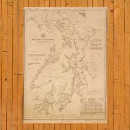 Antique karta i Puget Ljud Poster