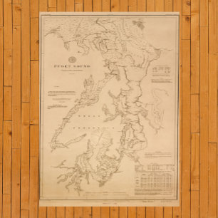Antique karta i Puget Ljud Poster