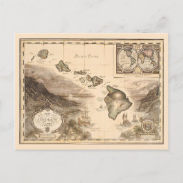 Antique karta i Sandwich Isles Hawaii 1700-talet Vykort