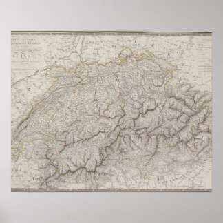 Antique Karta i Schweiz Poster