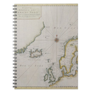 Antique Karta i Skandinavien 2 Anteckningsbok Med Spiral