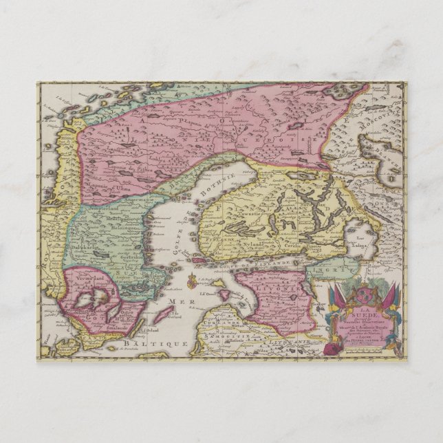 Antique Karta i Sverige 2 Vykort (Framsida)