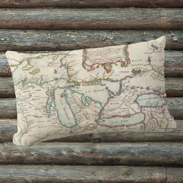 Antique Karta i Underbara Sjöar Lumbarkudde