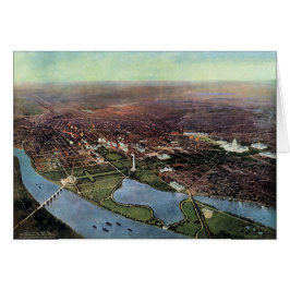 Antique Karta i Washington DC och Potomac River Hälsningskort