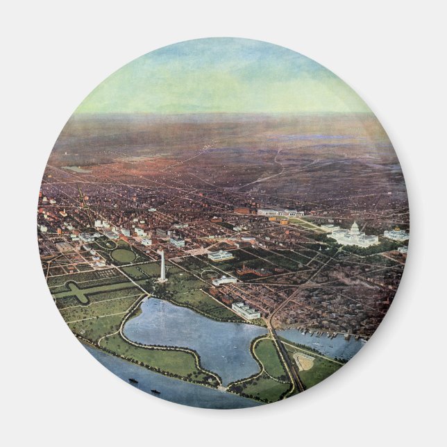 Antique Karta i Washington DC och Potomac River Magnet (Framsidan)
