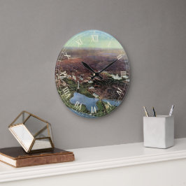 Antique Karta i Washington DC och Potomac River Stor Klocka