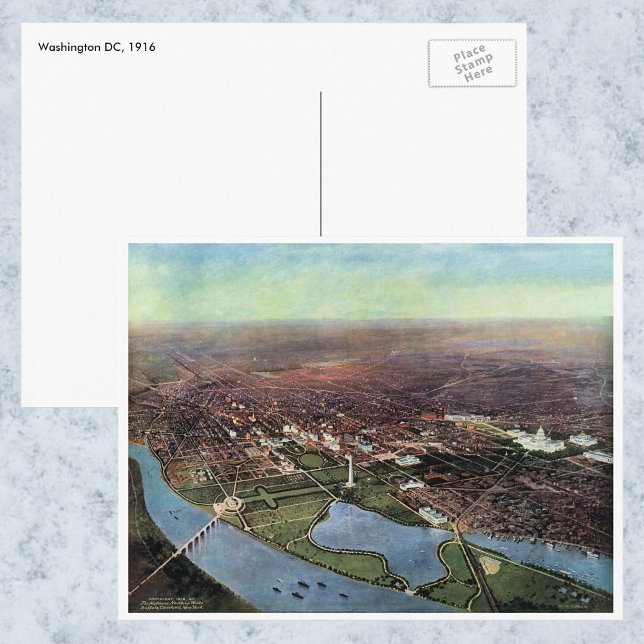 Antique Karta i Washington DC och Potomac River Vykort (Skapare uppladdad)