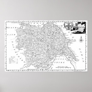 Antique Karta i Yorkshire Poster