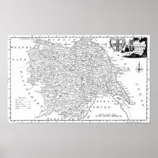 Antique Karta i Yorkshire Poster