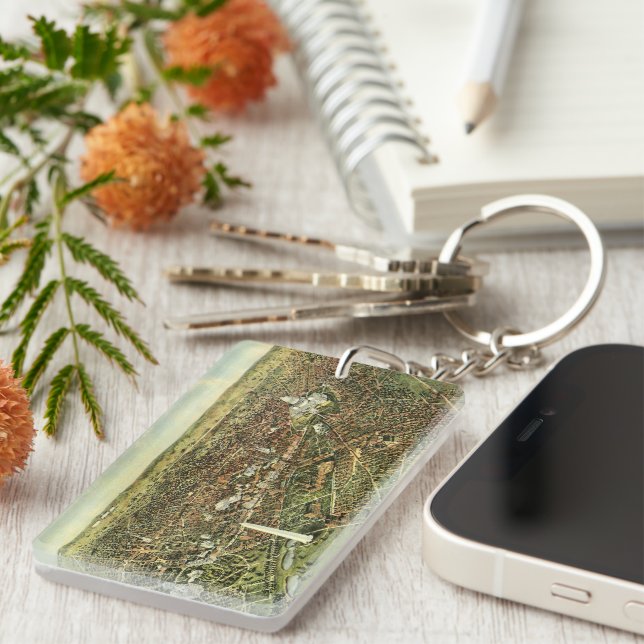 Antique Karta med en panoramisk vy av Washington D (Högra Framsidan)