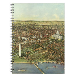 Antique Karta med en panoramisk vy av Washington D Anteckningsbok