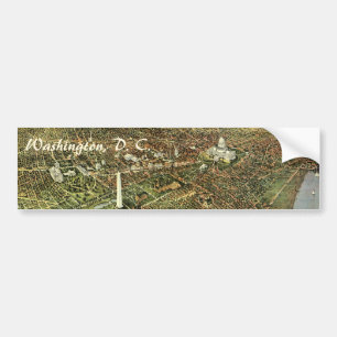 Antique Karta med en panoramisk vy av Washington D Bildekal