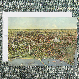 Antique Karta med en panoramisk vy av Washington D Hälsningskort
