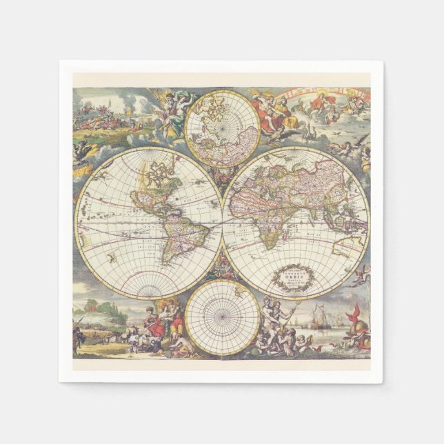 Antique Karta Napkins Pappersservett (Framsidan)