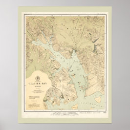 Antique Karta Nautical Chart of Glacier Bay Alaska Poster