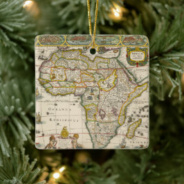 Antique Karta of Afrika av Hondius och Jansson Julgransprydnad Keramik