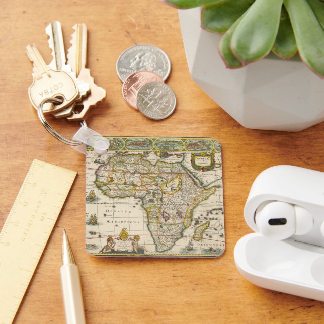 Antique Karta of Afrika av Hondius och Jansson Nyckelring (Skrivbord)