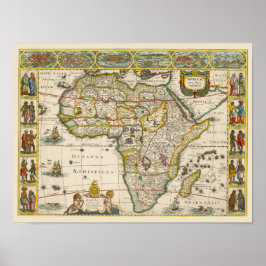 Antique Karta of Afrika av Hondius och Jansson Poster