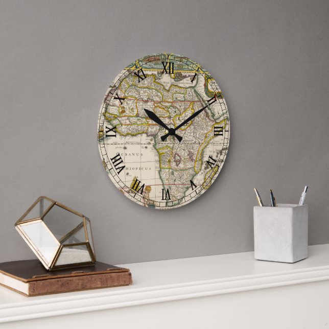 Antique Karta of Afrika av Hondius och Jansson Stor Klocka (Kontor)