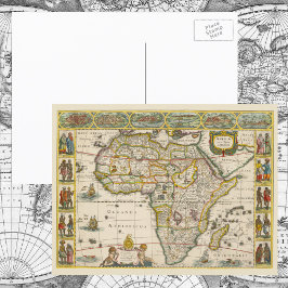 Antique Karta of Afrika av Hondius och Jansson Vykort