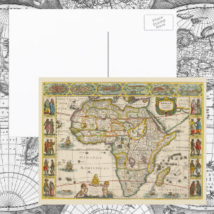 Antique Karta of Afrika av Hondius och Jansson Vykort