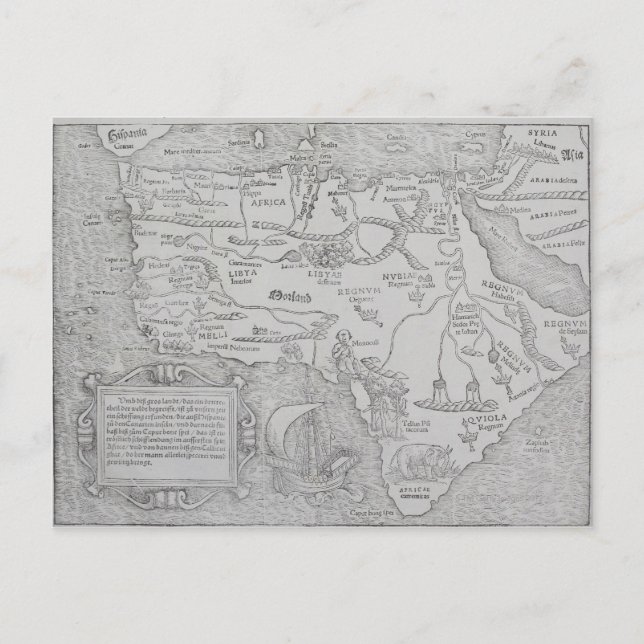 Antique Karta of Afrika Vykort (Framsida)