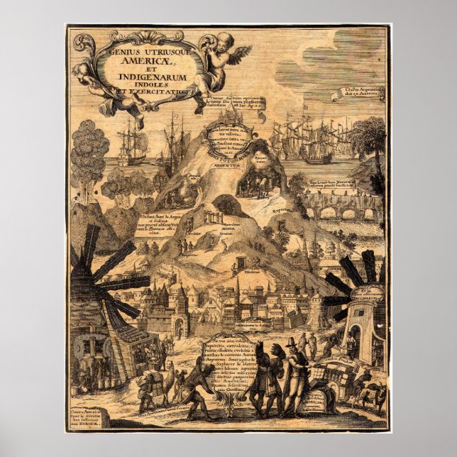 Antique Karta of America Poster (Framsidan)