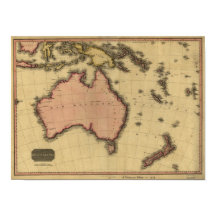 Antique Karta of Australia and New Zealand 1818