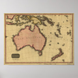 Antique Karta of Australia and New Zealand 1818 Poster