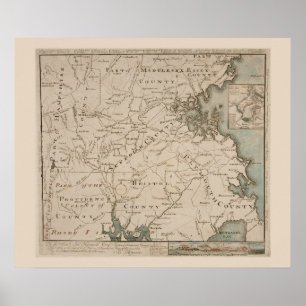 Antique karta of Boston and Environs 1775 Poster