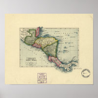 Antique Karta of Central America - 1902