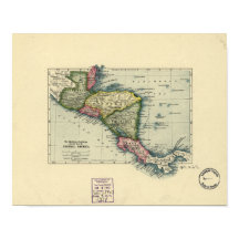 Antique Karta of Central America - 1902