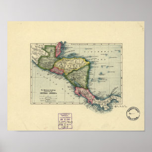 Antique Karta of Central America - 1902 Poster