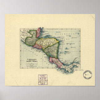 Antique Karta of Central America - 1902 Poster