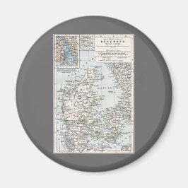 Antique Karta of Danmark, Danmark, Danmark, 1905 Magnet