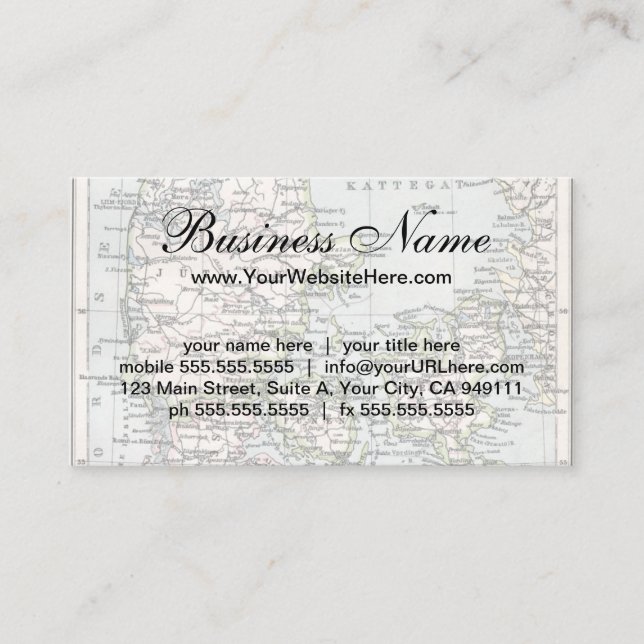 Antique Karta of Danmark, Danmark, Danmark, 1905 Visitkort (Framsida)