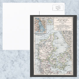 Antique Karta of Danmark, Danmark, Danmark, 1905 Vykort