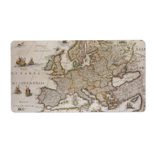 Antique Karta of Europe av Willem Jansz Blaeu, c16 Fraktsedel