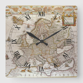 Antique Karta of Europe av Willem Jansz Blaeu, c16 Fyrkantig Klocka