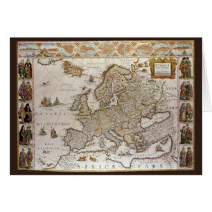 Antique Karta of Europe av Willem Jansz Blaeu, c16 Hälsningskort